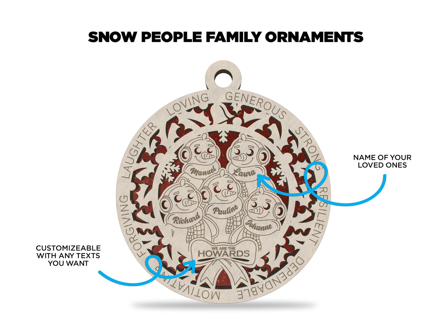 Snow People Family Ornament - Customized