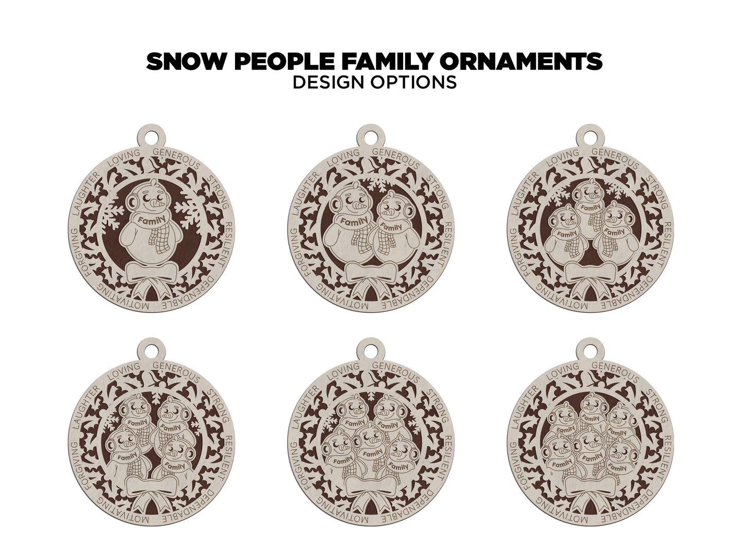 Snow People Family Ornament - Customized